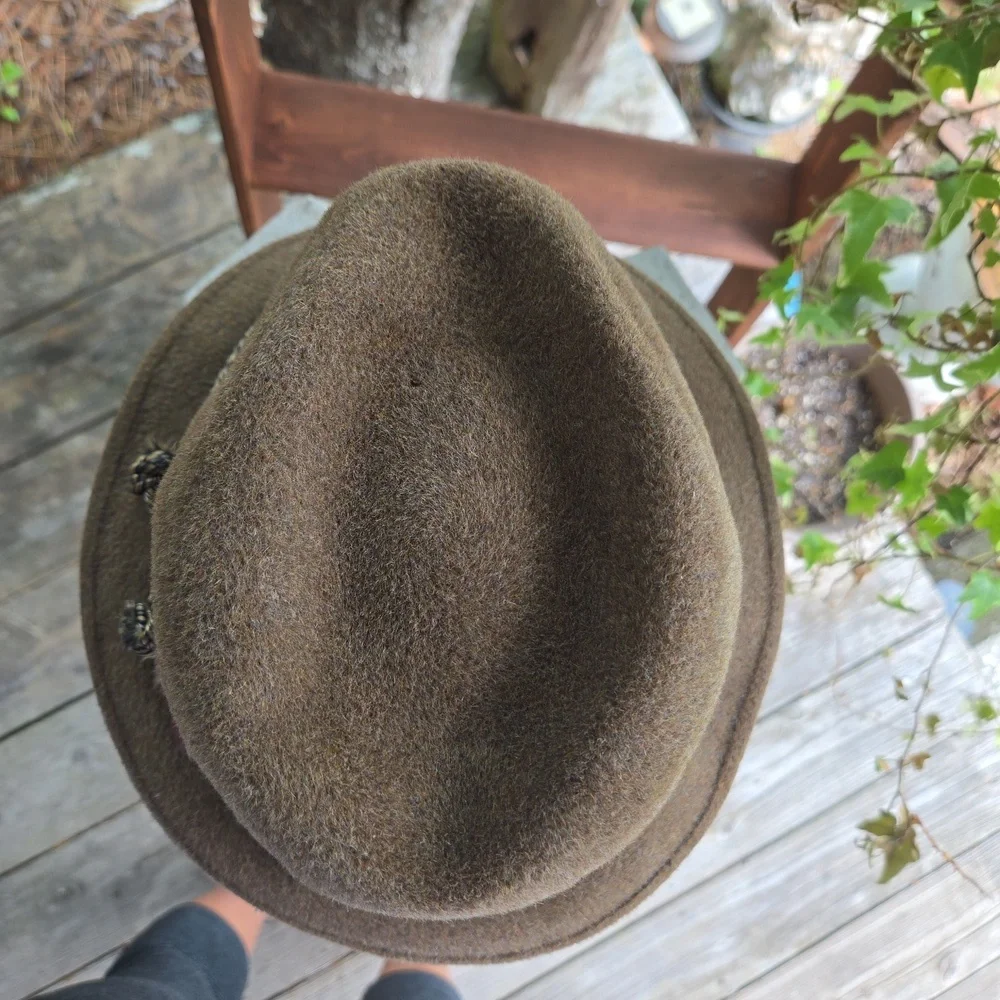 Resistol Self-Conforming Vintage Corded Rope Feather Accent Wool Fedora